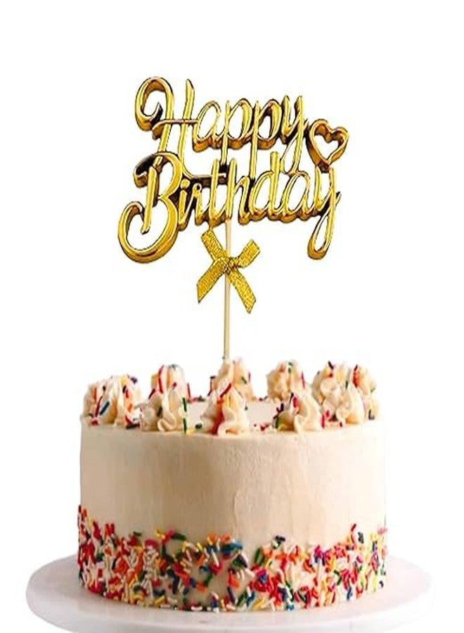 pop colours Happy Birthday Cake Topper | Gold Metallic | Happy Birthday Cake Toppers for Cake Decoration | Acrylic Birthday Cake Supplies | Gold, 19x12x2cm | 1 Pcs - Image 1